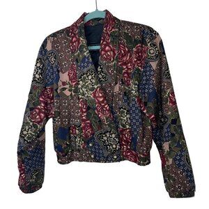 Carol Anderson Collection Vintage Womens Jacket Size L Multicolor Floral Cropped